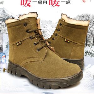 Botas de nieve de invierno para hombre Lan Yining, botas de trabajo impermeables, gruesas y cálidas, forradas de piel de oveja, para clima frío al aire libre - Product Image 4