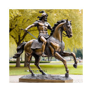Sculpture en laiton de grande statue carrée célèbre en plein air de chevalier et de cheval - Product Image 3