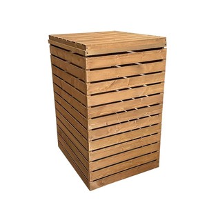 Abri <span class=keywords><strong>de</strong></span> rangement extérieur en <span class=keywords><strong>bois</strong></span> pour poubelle à roulettes, avec couvercle à lattes pour déchets et ordures - Product Image 2