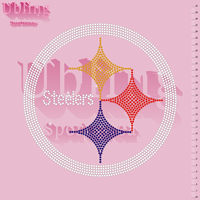 Logo personnalisé Bling Rhinestone Conception de transfert de chaleur Steelers Logo Rhinestone Presse à chaud Strass Fer à repasser sur les transferts pour T-shirt