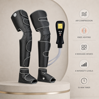 Bandes de compression chauffantes pour genoux et jambes avec 4 modes de massage, intensité réglable pour pieds, mollets et cuisses, noir avec bordure grise