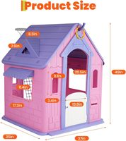 Ensemble Maisonnette pour Enfants Jeux d'Intérieur Extérieur en Plastique avec Jeu de Basketball et Panier Maison de Jeu pour Tout-Petits pour Jardin