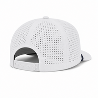 Casquette de baseball unisexe vierge à 5 panneaux en polyester imperméable perforée au laser pour le sport, la course et l'extérieur, personnalisable avec logo