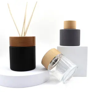 Luxury Designers 100ml Empty Brown Fragrance Glass Aromatherapy Reed Diffuser Bottle with Wooden Lid