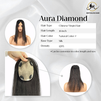 Topper capillaire en soie, cheveux humains vierges chinois, à clipser, pour cheveux clairsemés, densité 120%