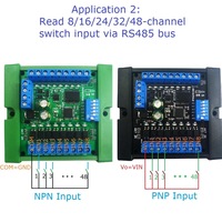Carte d'extension PLC IO 8-48CH RS485 NPN PNP avec ports d'entrée/sortie, module de contrôle à distance Modbus RTU DIN35 DC 12V 24V