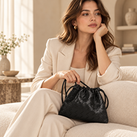 Sac à cordon en cuir de mouton de luxe, grande capacité, sac bandoulière, sac à main pour femmes, logo personnalisé OEM ODM, vente en gros