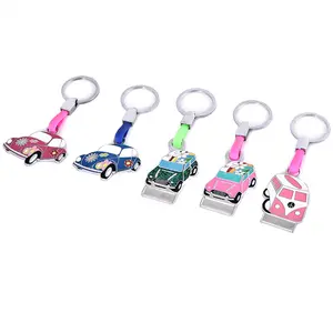 Kim loại xe buýt xe hình dạng Hợp kim Dải Keyring cao su biểu tượng tùy chỉnh Keychain