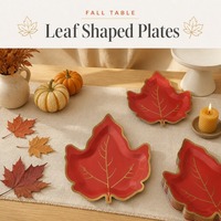 Assiettes en papier en forme de feuille, dorées avec des veines, jetables, pour Thanksgiving