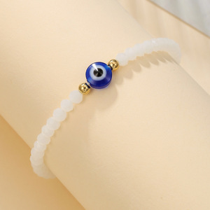 Evil Eye Acrylic <b>Beaded</b> <b>Bracelet</b> Blue <b>Crystal</b> Round Geometric Women's Jewelry Gift D1685-1 - Product Image 1