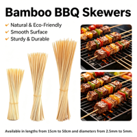 Brochettes en bambou écologiques, durables, portables, résistantes à la chaleur, sans danger pour les aliments, brochettes rondes pour barbecue, vente en gros personnalisée