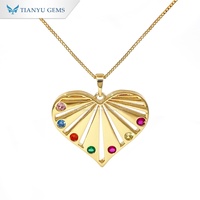 Collier pendentif cœur plaqué or Tianyu avec pierres précieuses colorées, bijoux tendance pour femmes