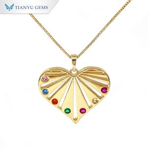 Collier pendentif cœur plaqué or Tianyu avec pierres précieuses colorées, bijoux tendance pour femmes - Product Image 1