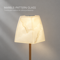 Lampe de table LED d'ambiance vintage sans fil rechargeable à intensité variable avec abat-jour en pétales de muguet pour mariage, salle à manger et chevet
