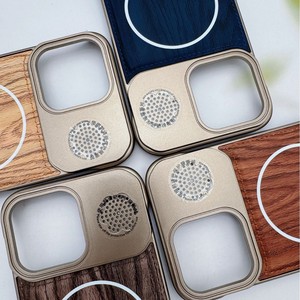 Étui de téléphone magnétique en bois fin et léger, anti-chute, sans cadre, motif noyer, pour <span class=keywords><strong>iPhone</strong></span> 16 15 <span class=keywords><strong>Pro</strong></span> Max 14, support de téléphone anti-chute - Product Image 2