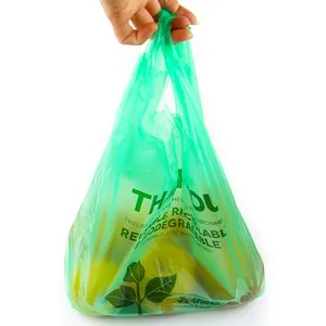 Custom Factory Grocery Plastic Vest Bag T Shirt Printing Thank You Smiley Plain Plastic Bags vest shopping bag