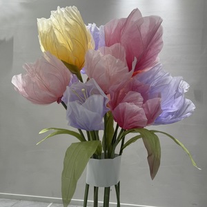 Bouquet de tulipes en organza sur mesure haut de gamme, fabriqué à la main, pour la décoration de mariages, fêtes, événements et vitrines - Vente en gros usine - Product Image 5