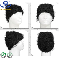Gorro de punto afelpado prémium con flecos y efecto de pestañas, estilo urbano, novedoso y llamativo, con logotipo personalizado, directo de fabricante ODM OEM