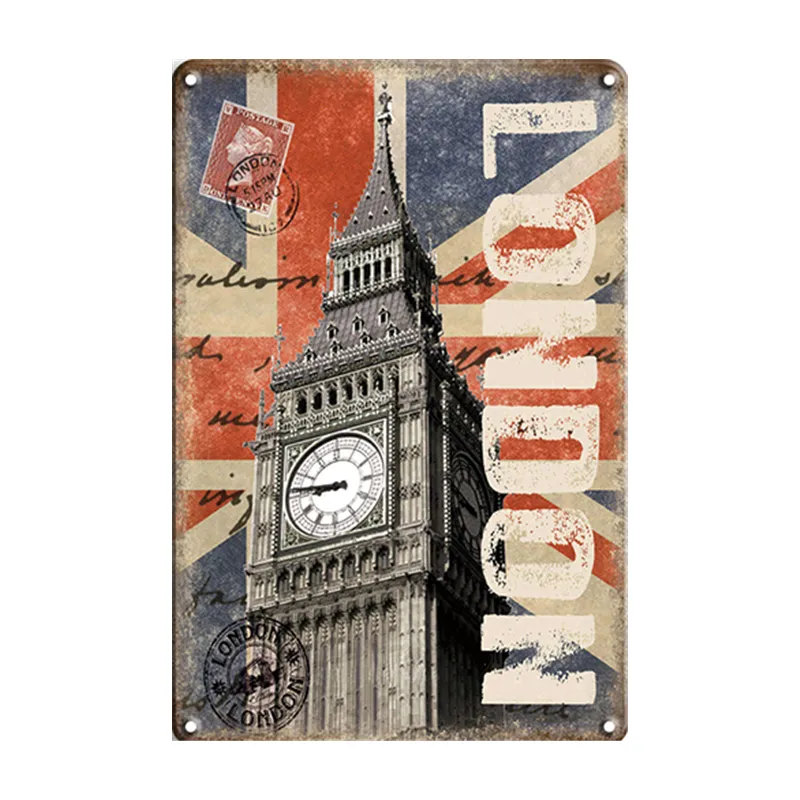 The Big Ben London Vintage Retro Poster Metal plate Tin Sign Industrial Wall Club Pub Bar Home Wall Decor Beautiful City