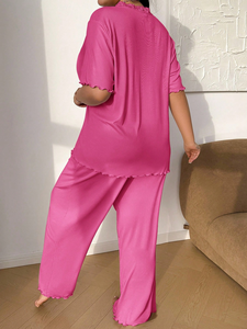 Biancheria da notte da donna grassa all'ingrosso nuova <span class=keywords><strong>moda</strong></span> con fiocco e colori a contrasto pigiami Set pigiami di san <span class=keywords><strong>valentino</strong></span> taglie forti - Product Image 6