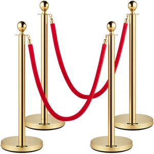 Vente directe usine – Barre de bienvenue en acier inoxydable doré personnalisable avec corde en velours pour entrée d'hôtel - Product Image 2