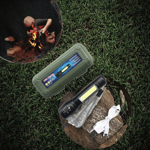 Linterna LED Tore de 10 Lúmenes, Recargable por USB, con Luz Lateral COB, Zoom Ajustable, Linterna de Camping, Portátil, de ABS - Product Image 3