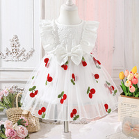 Robe de Fée pour Bébé Fille avec Grand Nœud et Broderie Florale, Manches Courtes en Polyester, Tenue de Fête Estivale Tendance pour Enfants