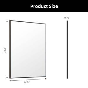 Fabbrica all'ingrosso muro Hotel wc 24 pollici moderno grande quadrato 24X30 nero incorniciato vanità nero incorniciato specchio bagno nero - Product Image 4