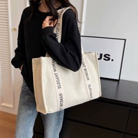 Sac fourre-tout en toile de coton 100% avec logo imprimé personnalisé de haute qualité et poignée, grand sac en tissu pour femme