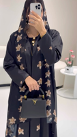 Ensemble Abaya élégant à imprimé floral pour femmes, robe musulmane de luxe Dubaï Kaftan, ensemble de 2 Abayas, robe kimono islamique modeste de Turquie