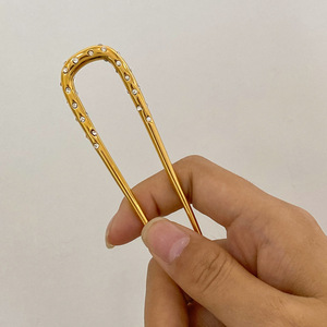 Thép không gỉ sang trọng kim cương tóc <span class=keywords><strong>pins</strong></span> đối với phụ nữ Bridal phụ kiện bán buôn 18K vàng mạ tóc trang sức cho cô gái Wedding - Product Image 1