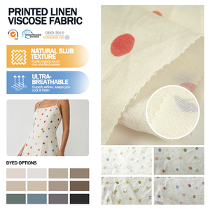 Tissu en lin et viscose imprimé floral vintage de haute qualité, tissé sur mesure, pour robe femme - Product Image 1