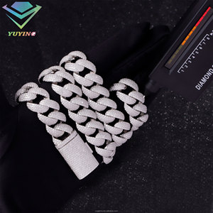 Collar/Pulsera Unisex de Moda con Cadena de Plata 925 Chapada en Oro de 18K y Moissanita VVS con Certificado GRA, Estilo Hiphop Rapper - Product Image 6