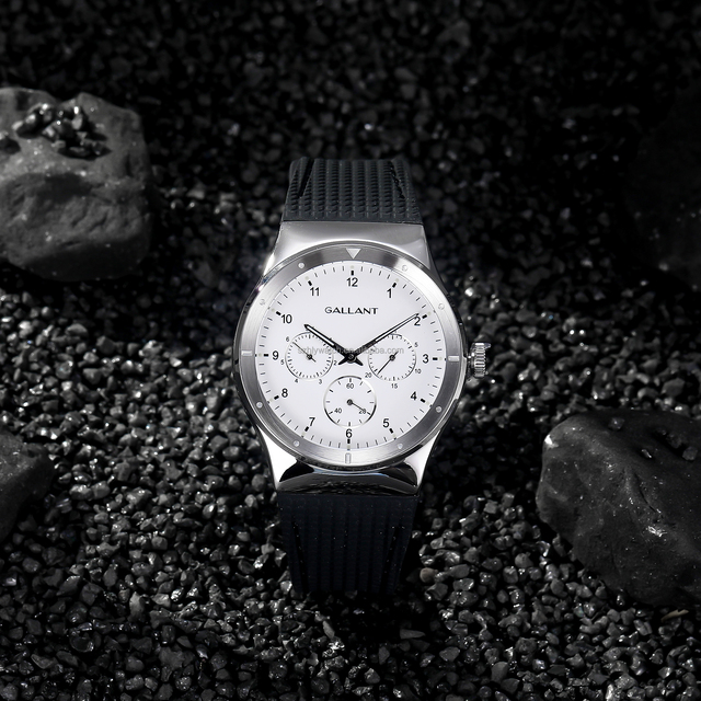 Gallant Brand Wholesale Watches Steel case White Dial Rubber Watch Strap Quartz Wrist Sport Watch