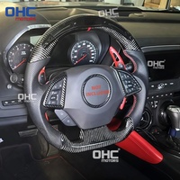 Expédition aux États-Unis - Volant en fibre de carbone véritable avec LED pour Chevrolet Camaro SS 2016-2024 avec indicateur de changement de vitesse LED