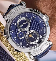 Montres mécaniques automatiques en acier, design et fabrication usine, avec affichage des phases solaires et lunaires et 24 heures, pour marque privée