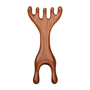 Peigne en bois personnalisé avec logo, peigne manuel en bois de santal à cinq griffes, peigne Gua Sha pour massage du visage - Product Image 1