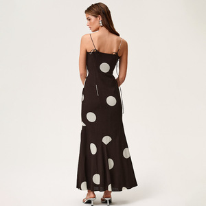 Vestido de noche largo sin tirantes para mujer, con estampado de lunares, espalda descubierta, transpirable, estilo maxi. - Product Image 4