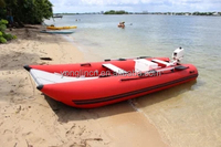 Bateau pneumatique plat à grande vitesse en PVC/TPU, catamaran gonflable avec plancher en Drop Stitch