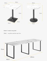 Ensemble table à manger et chaises en cuir noir doux pour café et thé au lait Meubles de restaurant en bois