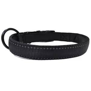 <span class=keywords><strong>Collar</strong></span> reflectante de nailon negro para perro mascota con hebilla de plástico ajustable, adecuado para entrenamiento al aire libre - Product Image 2