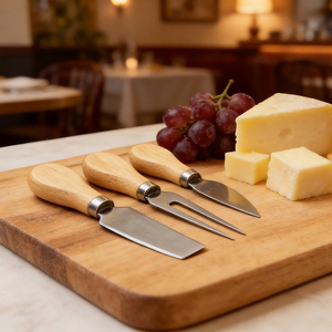 Tabla de Cortar Queso Circular Giratoria de Madera en Oferta, con Juego de 4 Cuchillos para Servir Queso - Product Image 2
