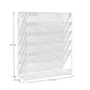 Hanging File Organizer 6-Tier <b>Wall</b> Mount Mail Organizer & <b>Desk</b> Paper Organizer Metal File Folder Holder Document Storage Shelf - Product Image 6