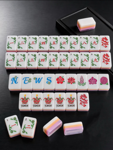 Fast Delivery from US Warehouse: Custom Cute American Mahjong <b>Set</b> (160 Tiles) – Hand-Painted Acrylic, Foldable, Modern Luxury Ga - Product Image 1