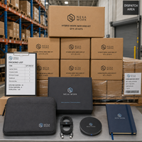 Kit de bienvenue pour les nouveaux employés avec logo personnalisé, comprenant une pochette pour ordinateur portable, un câble de charge, un carnet et un chargeur sans fil pour le travail hybride