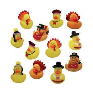 Novelty Thanksgiving Rubber Duckies (12 Pack) Table Centerpiece <b>Bath</b> Toys Kids Adults' Party Favors Bulk Turkey Pilgrim - Product Image 1