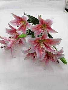 Fleur artificielle de lys de Chine simulée, bouquet de fleurs de lys au toucher réel parfumé pour la décoration intérieure - Product Image 2