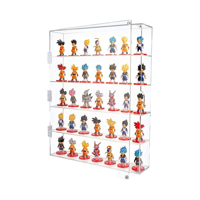 AITEE 5-Layer Wall Mounted Desktop Display Case Dust-Proof Mini Funko Pop Figures Storage Clear Acrylic Display Cabinet Mini