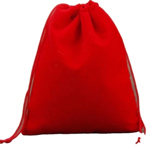 Sac de voyage cosmétique recyclable en velours rose chinois 10x12cm avec cordon de serrage pour bijoux et pierres précieuses, pochette en organza avec logo personnalisé - Product Image 1