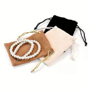 Pochette en velours noir personnalisée avec cordon de serrage, pochette à bijoux en velours, sacs à bijoux en velours avec logo - Product Image 3